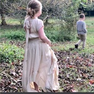 Cream Mia Joy Lace Back Girls Hi Lo Dress 8